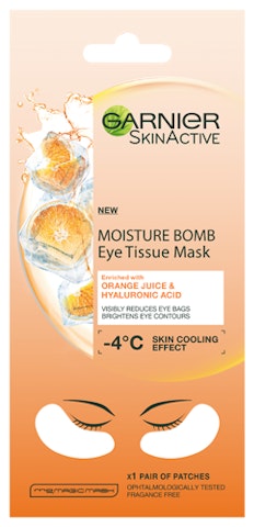 Garnier Skin Active Moisture Bomb Eye Tissue Mask 6g Orange Juice silmänalusnaamio, silmäpusseista v
