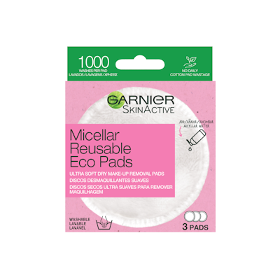 SkinActive Micellar Reusable Eco Pads uudelleenkäytettävät mikrokuitupesulaput 3kpl