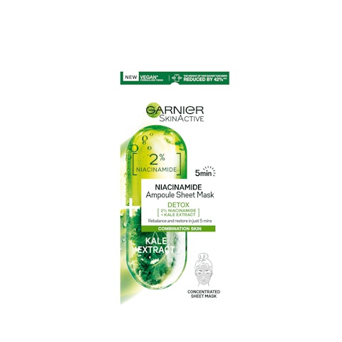 Garnier Skin Active Niacinamide ampullikangasnaamio 15g Detox Kale exctract