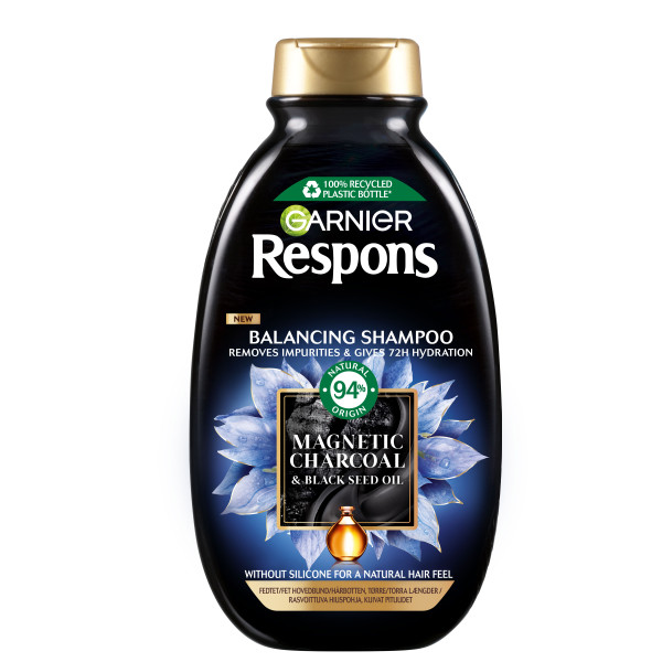 Garnier Respons Magnetic Charcoal shampoo rasvaiselle tyvelle ja kuiville pituuksille 250 ml