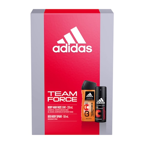 Adidas Team Force body spray 150 ml + suihkugeeli 250 ml lahjapakkaus 2022