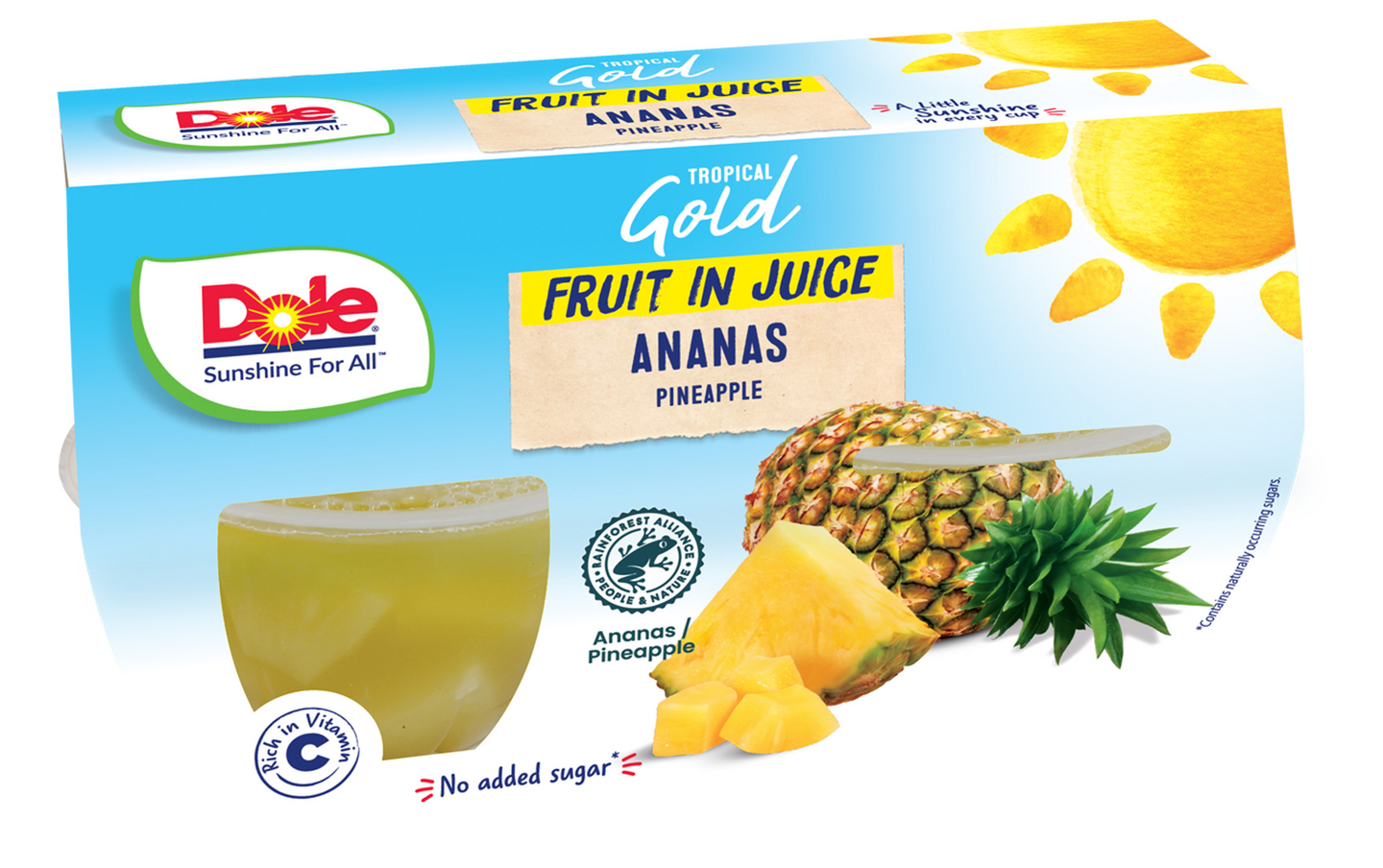 Dole Tropical Gold Ananas hedelmäkupit 4x113g/68g RFA