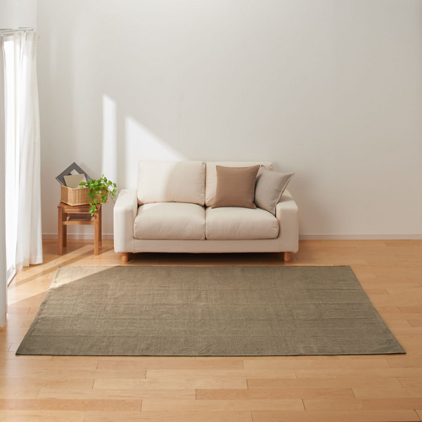 MUJI käsinkudottu puuvillamatto 200 x 240 cm vaaleanruskea