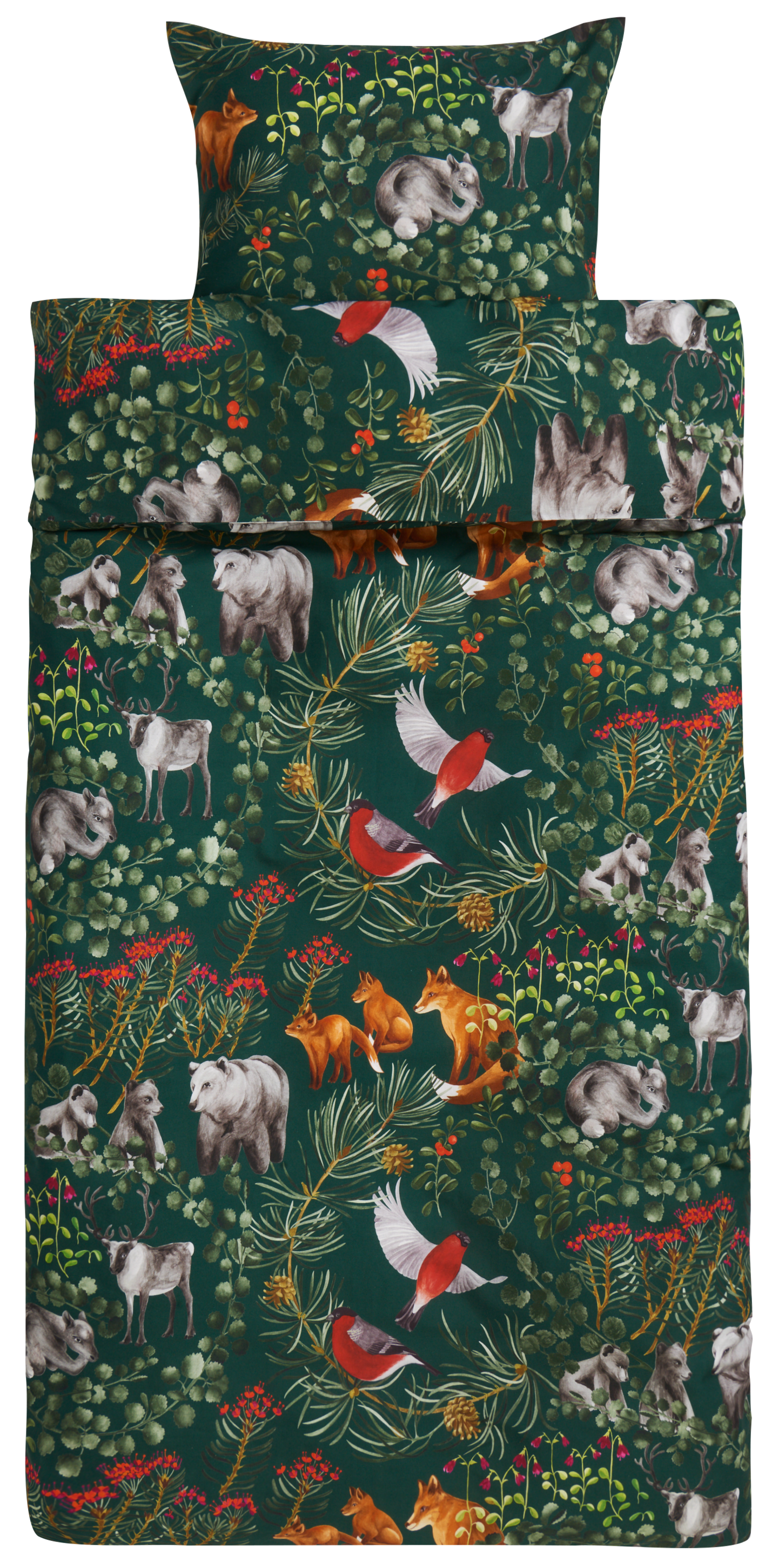 myhome Metsämaa pussilakanasetti 150x210 cm + 55x60 cm vihreä