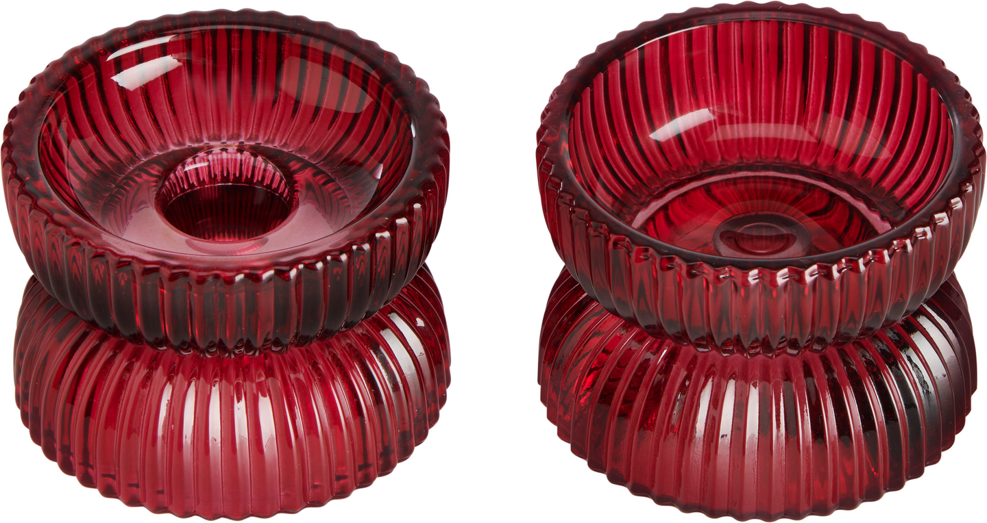 myhome lasinen kynttilänjalka 2kpl punainen