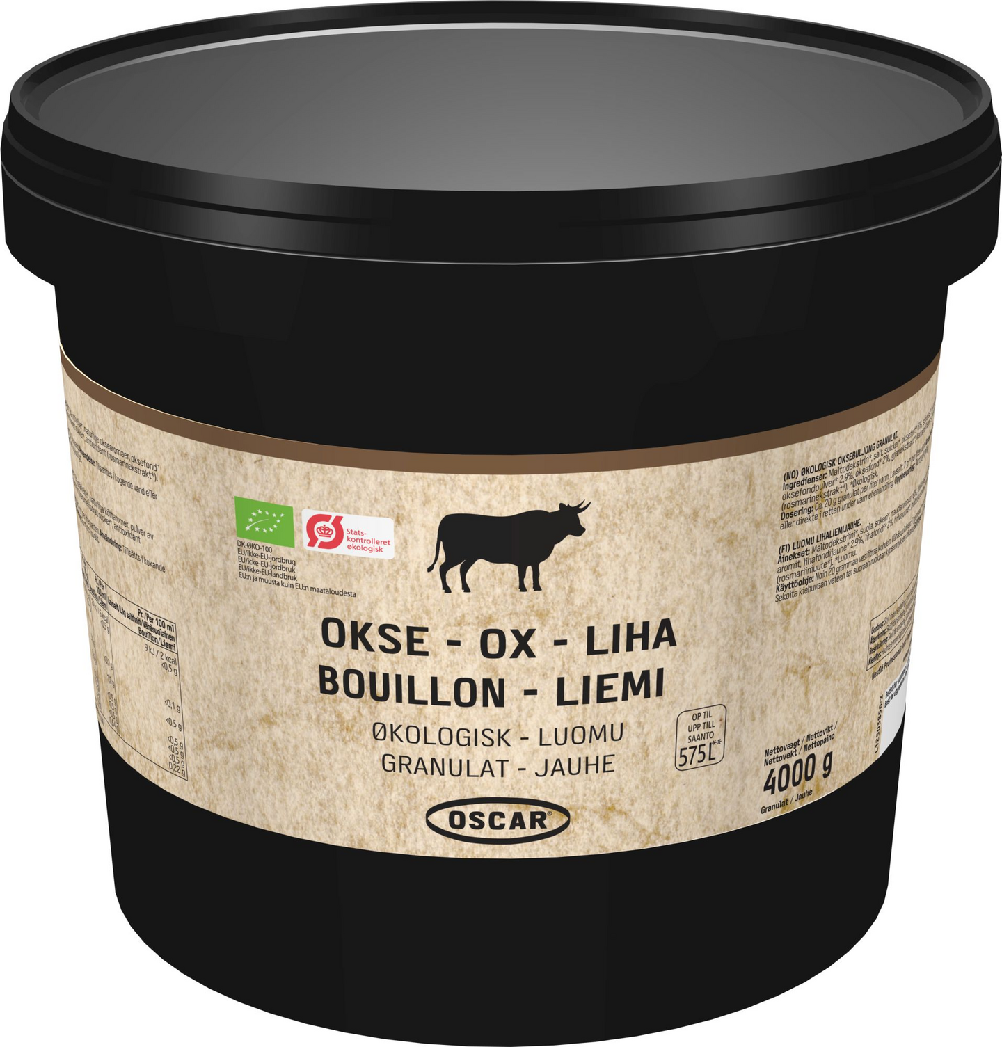 Oscar lihaliemijauhe 4kg/575l luomu