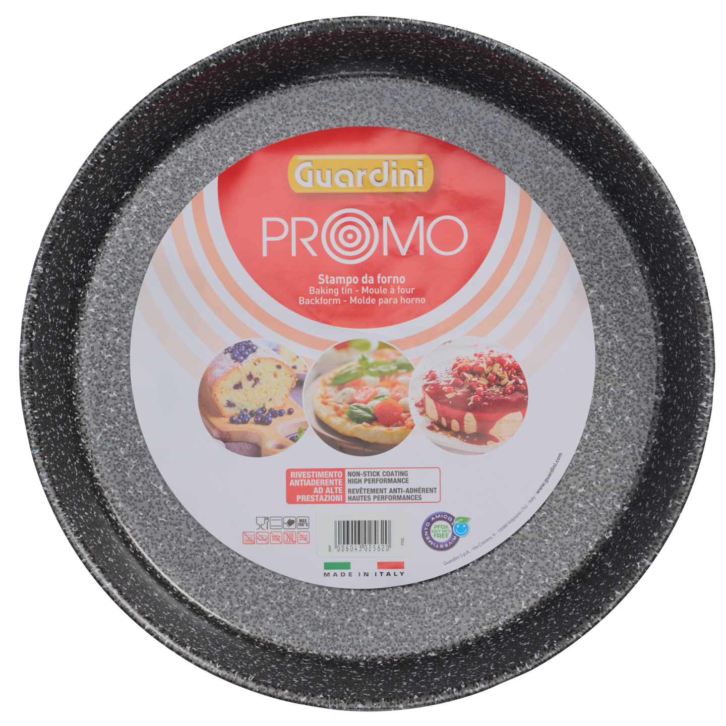 Guardini pyöreä kakku vuoka 28x5,2 cm musta