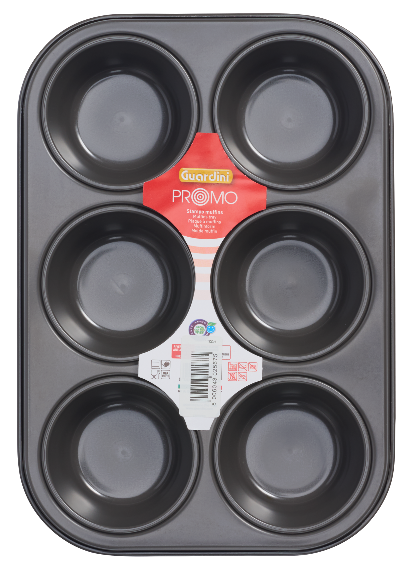 Guardini muffinsivuoka 6 kpl harmaa