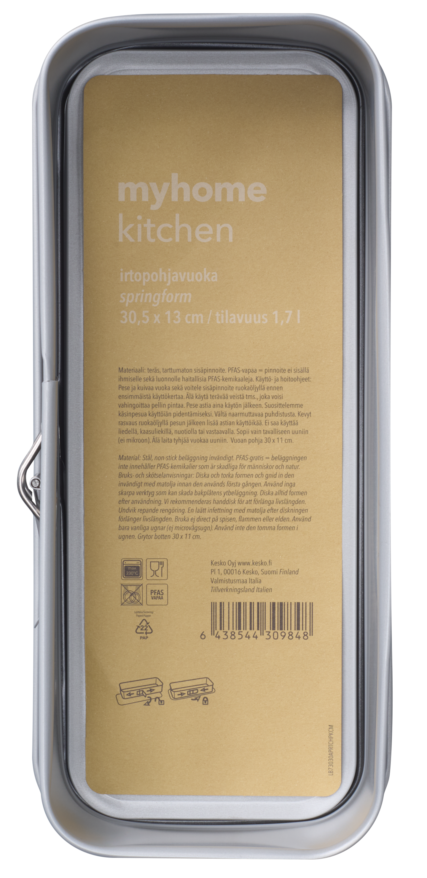 myhome irtopohjavuoka suorakaide 30,5x13 cm