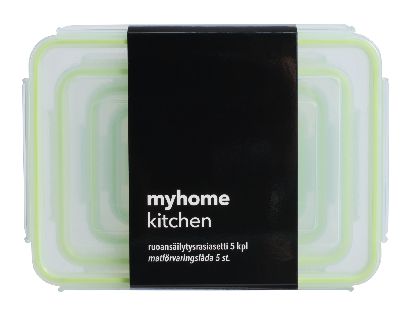 myhome ruoansäilytysrasiasetti 5 kpl/pkt vihreä