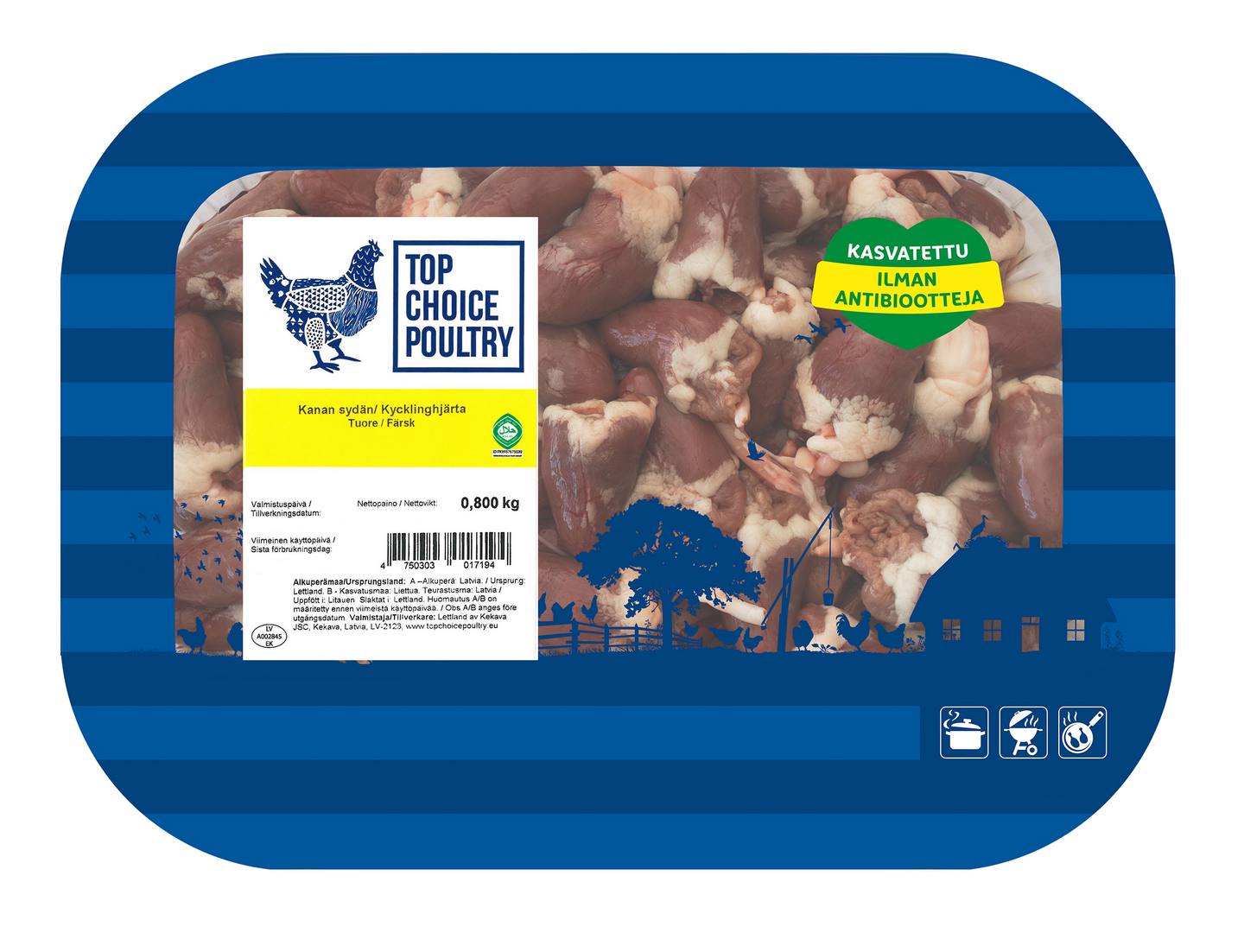 Top Choice poultry Kanan sydän tuore 800g