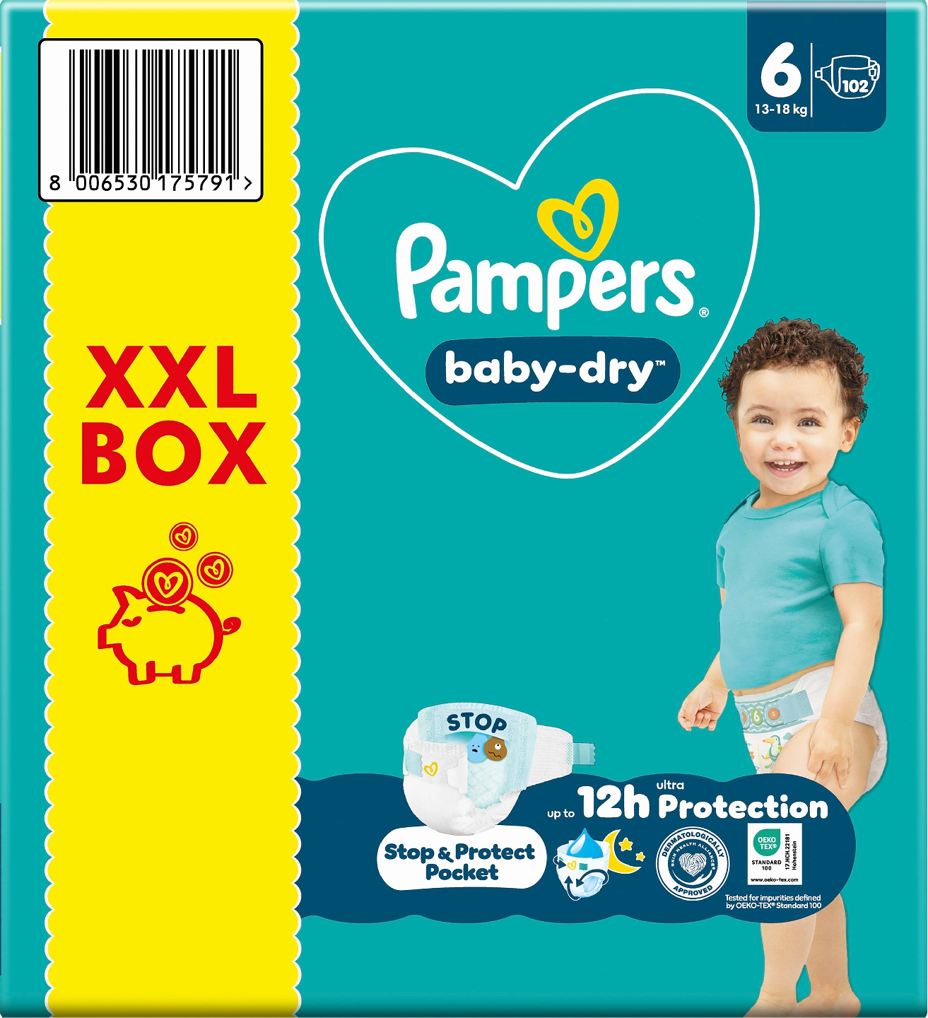 Pampers BabyDry S6 13-18kg 102kpl teippivaippa XXL-pakkaus