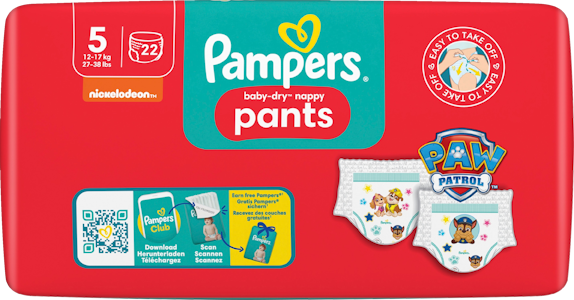 Pampers Baby Dry Nappy Pants S5 12-17kg 22kpl Paw Patrol housuvaippa