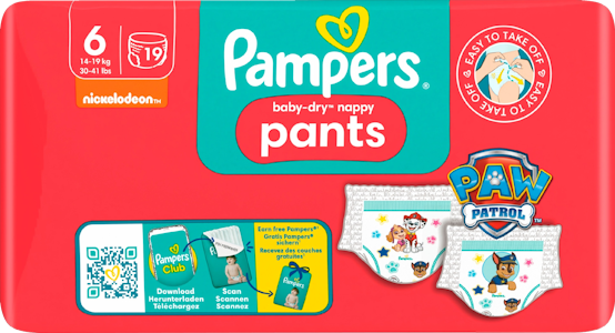 Pampers Baby Dry Nappy Pants S6 14-19kg 19kpl Paw Patrol housuvaippa