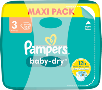 Pampers BabyDry S3 6-10kg 124kpl teippivaippa Maxi-pack