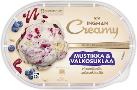 Ingman Creamy 850ml mustikka-valkosuklaa