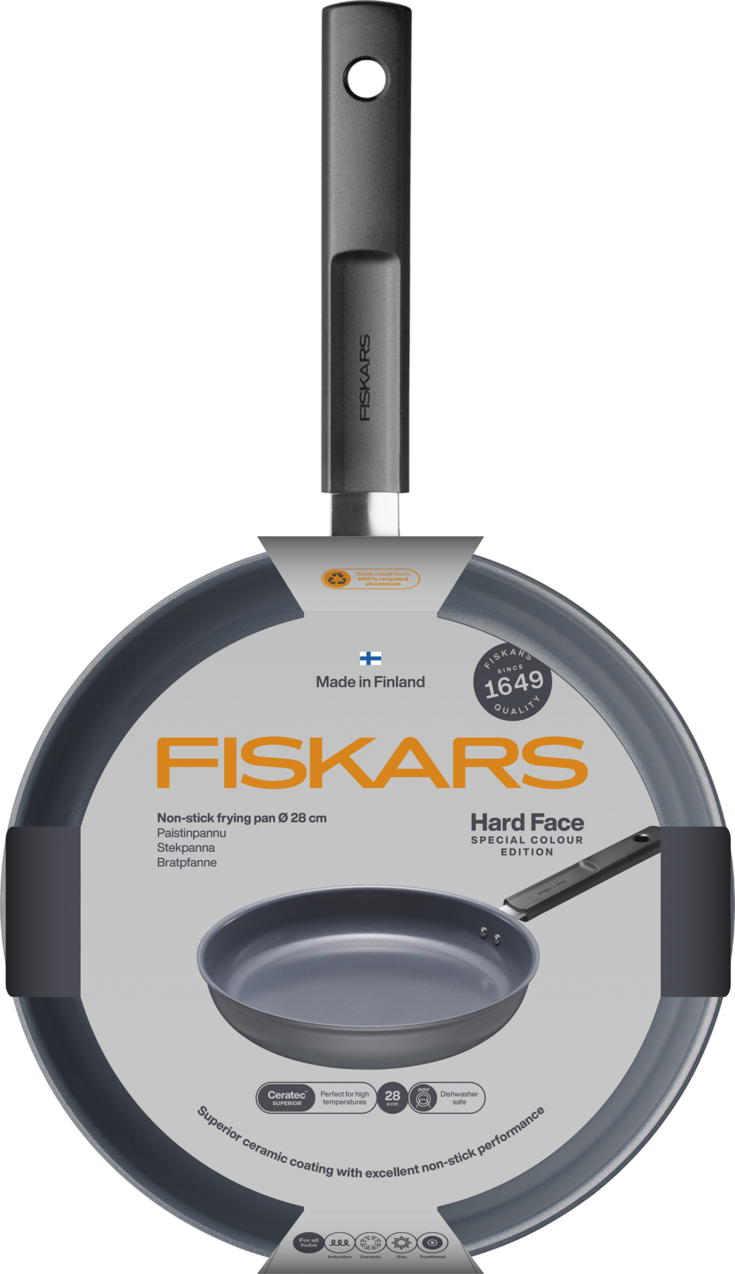 Fiskars Hard Face harmaa paistinpannu 28cm