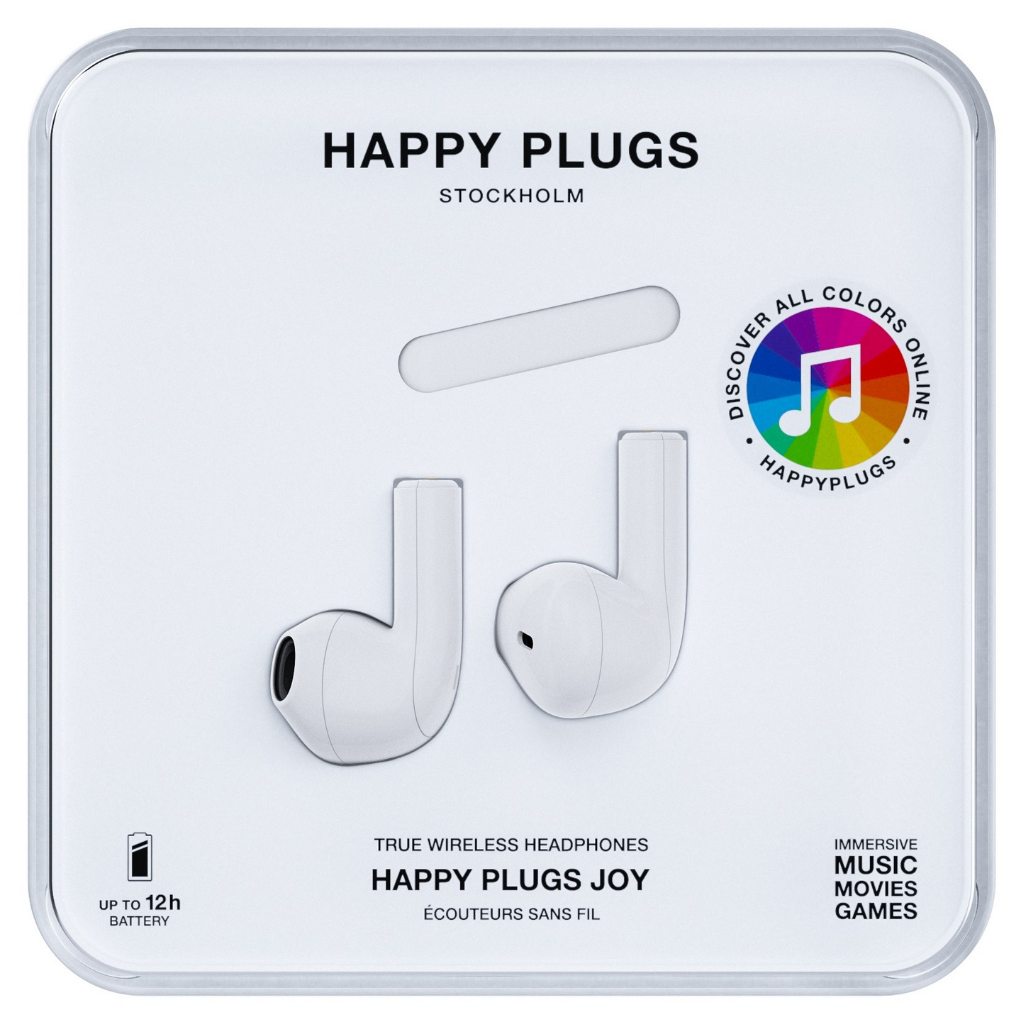 Happy Plugs Joy -langattomat nappikuulokkeet, valkoinen