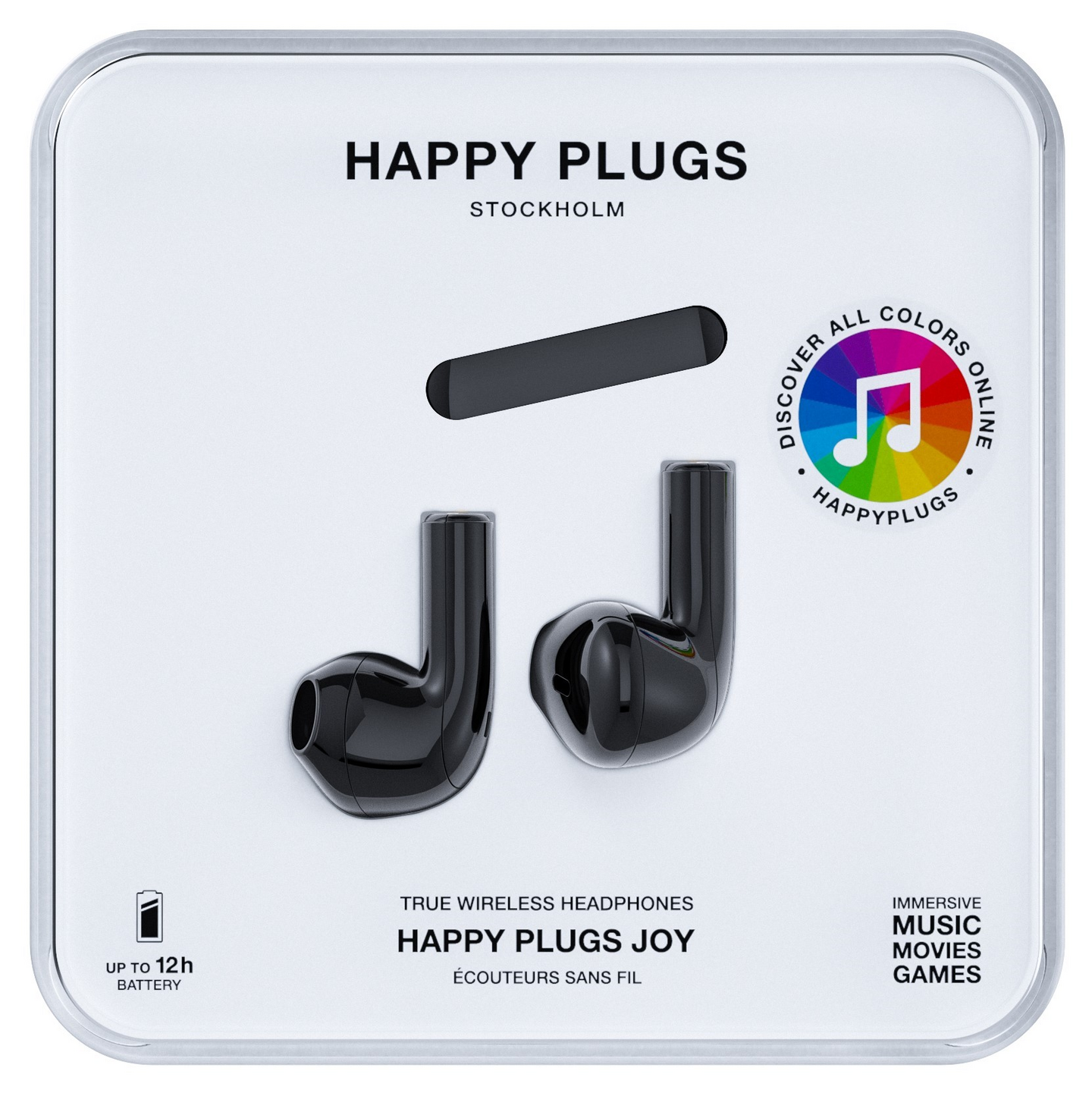 Happy Plugs Joy -langattomat nappikuulokkeet, musta