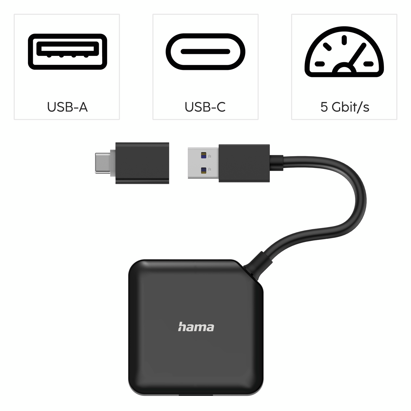 Hama USB-A/USB-C 4-porttinen USB-A -hubi