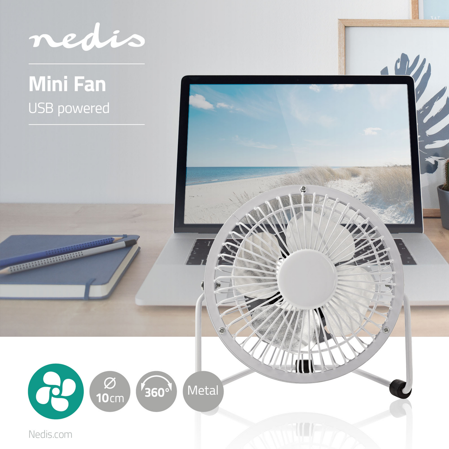 Nedis FNDK1WT10 -USB-pöytätuuletin