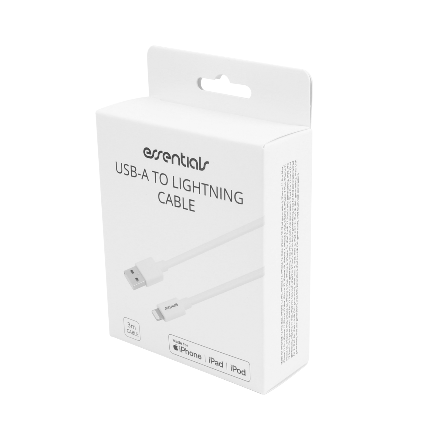 Essentials USB-A - Lightning -kaapeli, 3 m