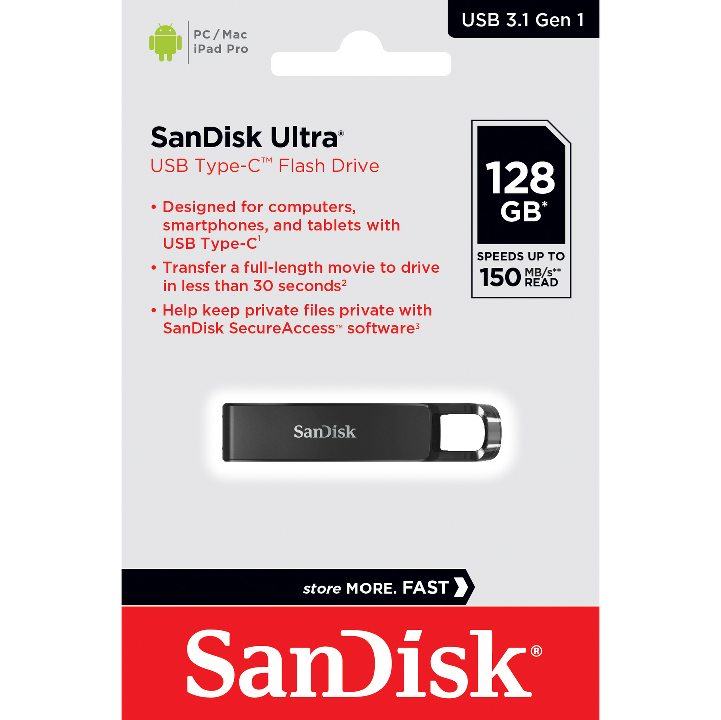 Sandisk Ultra 128 Gt USB-C 3.1 -muistitikku