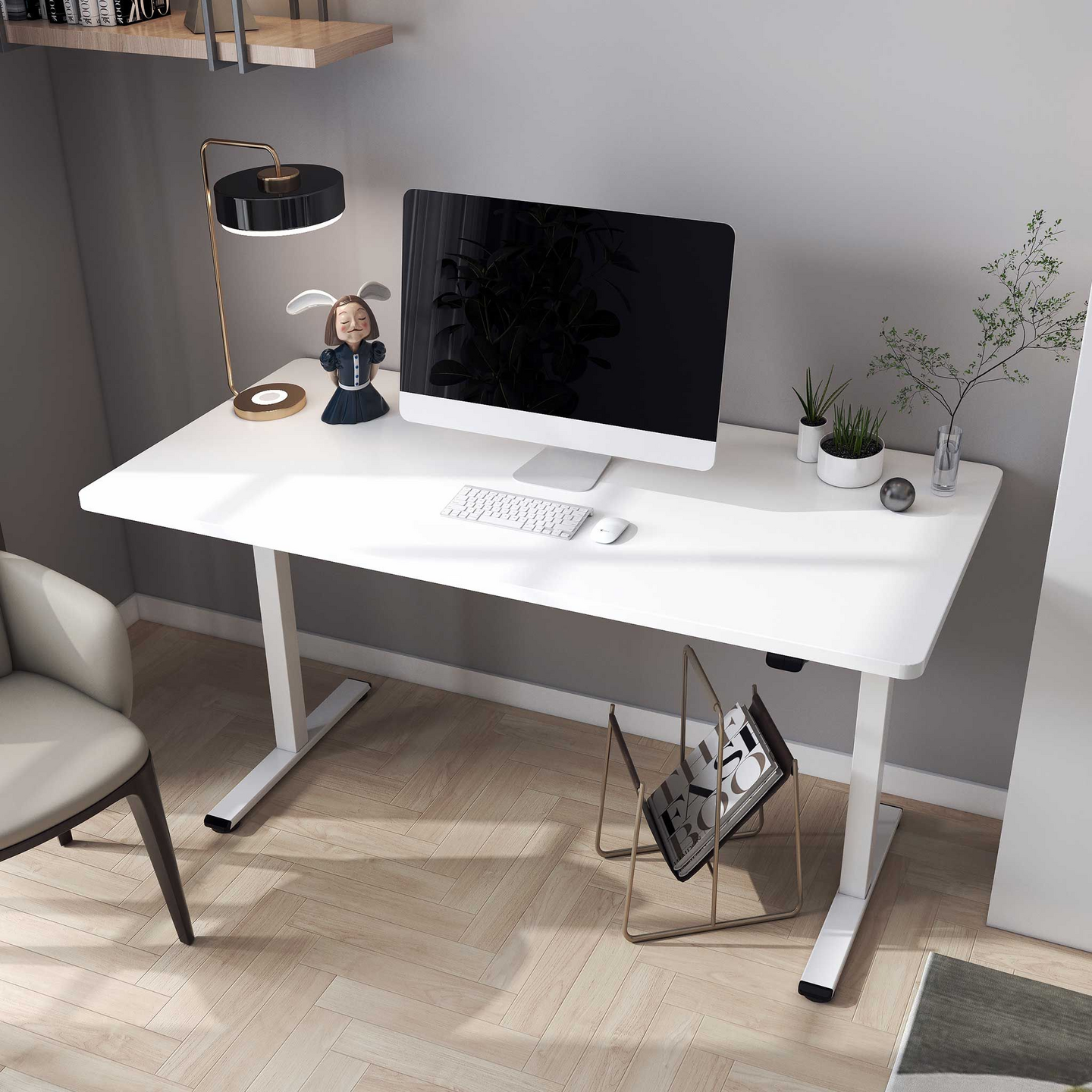 Lykke M100 140 x 70 cm -sähköpöytä, valkoinen