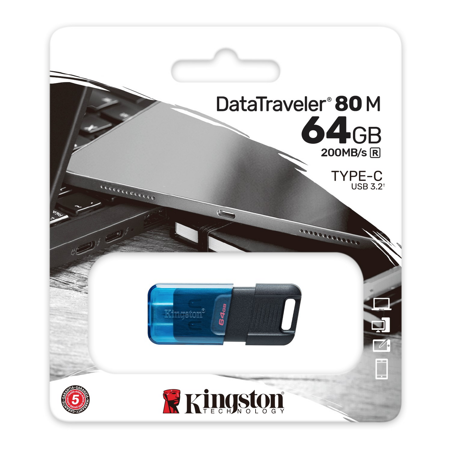 Kingston DataTraveler 80M 64 Gt USB-C 3.2 -muistitikku