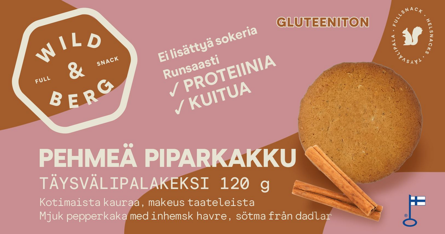 Wild Berg pehmeä piparkakku 120g täysvälipalakeksi gluteeniton