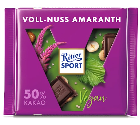 Ritter Sport whole hazelnuts amaranth suklaalevy 100g vegaani