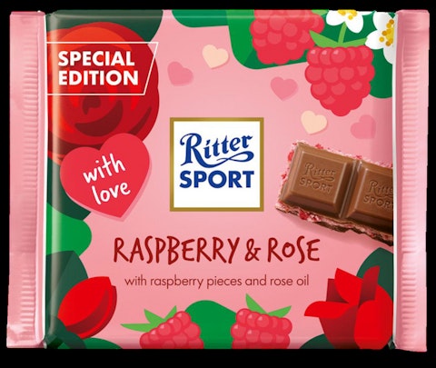 Ritter Sport Raspberry& Rose suklaalevy 100g