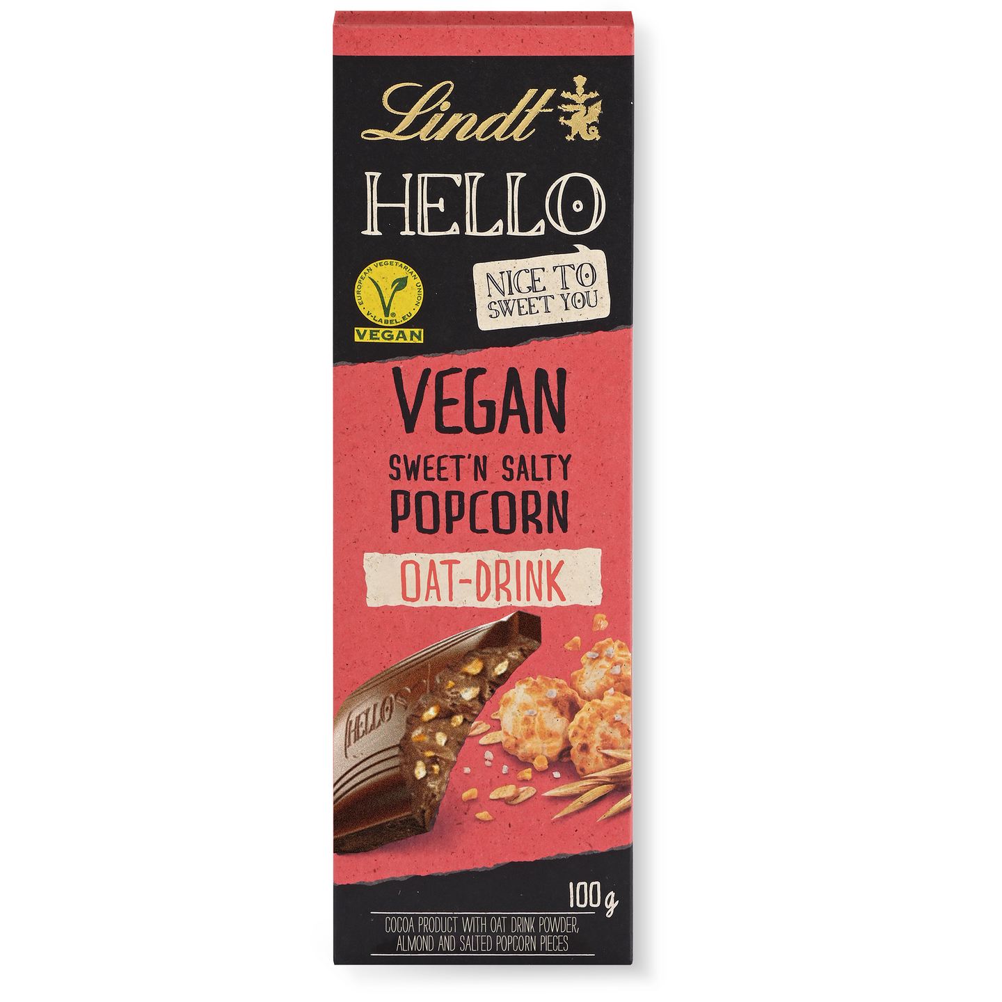 Lindt HELLO Vegan Popcorn vegaaninen kaakaolevy 100g