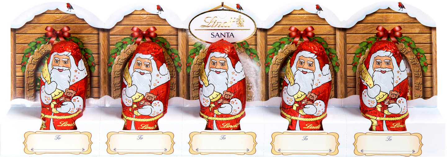 Lindt Mini Santa maitosuklaakuvio joulupukki 5x10g