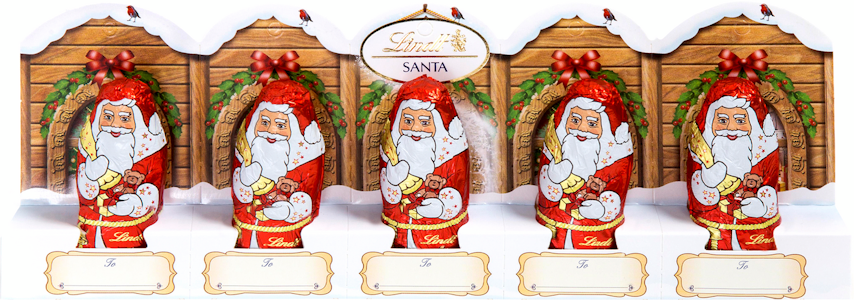 Lindt Mini Santa maitosuklaakuvio joulupukki 5x10g