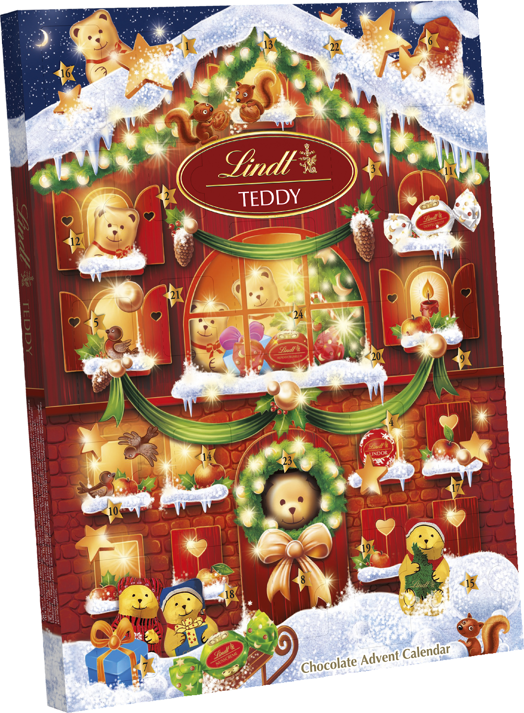 Lindt TEDDY maitosuklaa joulukalenteri 170g