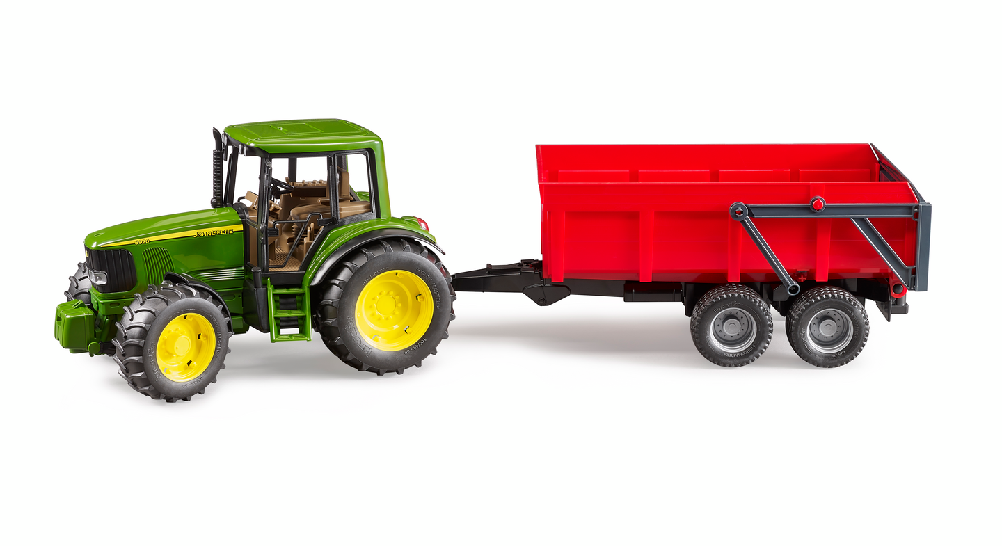 Bruder John Deere 6920 traktori punaisella kippiperävaunulla lelu