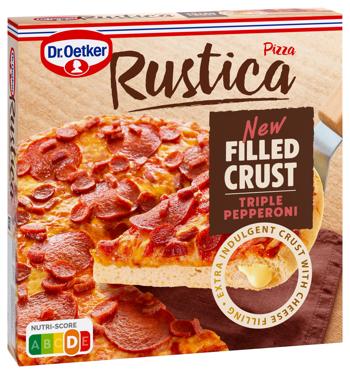 Dr. Oetker Rustica Filled Crust Triple Pepperoni pizza 489g pakaste