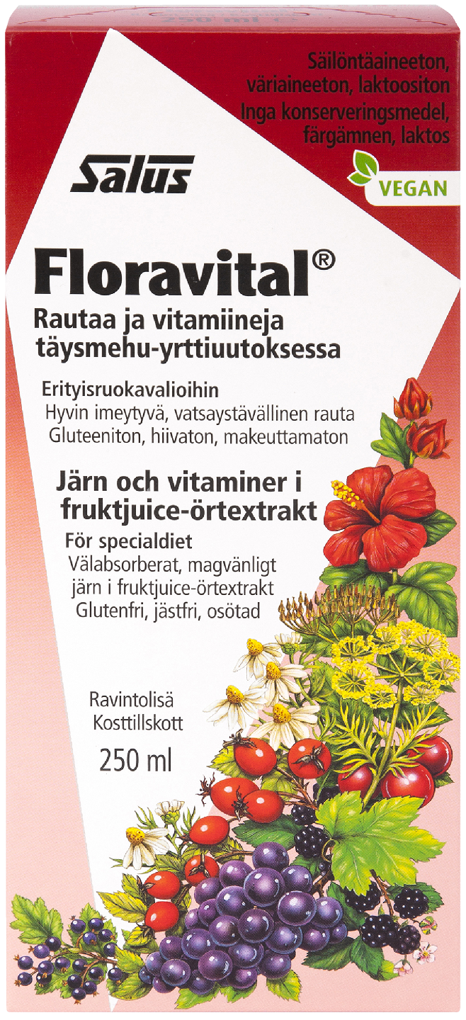 Salus floravital rautapitoinen vitamiinimehuvalmiste 250ml