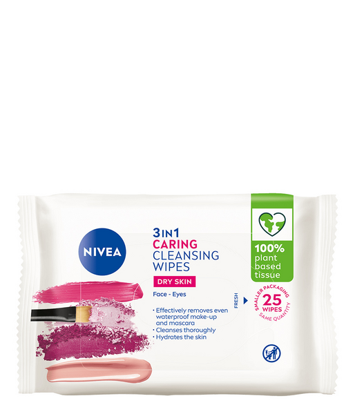 Nivea 3-in-1 gentle wipes puhdistusliinat 25kpl