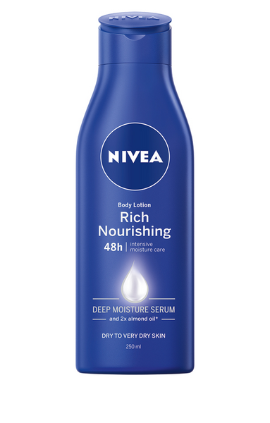 Nivea vartaloemulsio 250ml Nourishing Milk Rich Body Lotion vartaloemulsio kuivalle ja erittäin kuiv