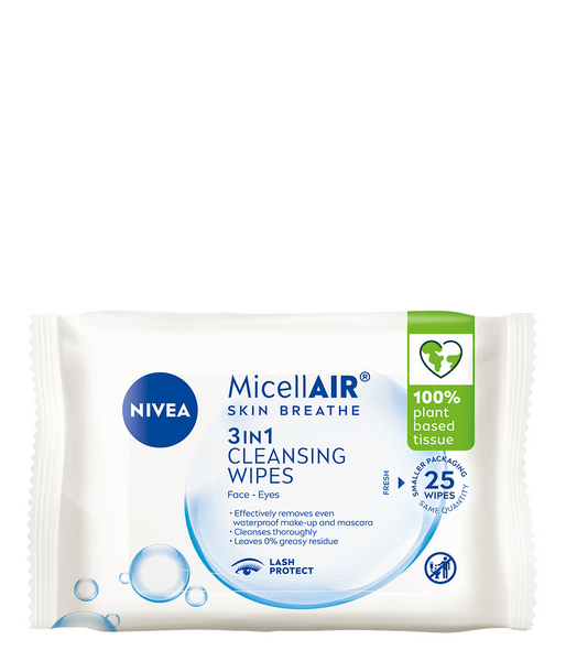 Nivea puhdistusliinat 25kpl MicellAIR Skin Breathe 3in1 Cleansing Wipes