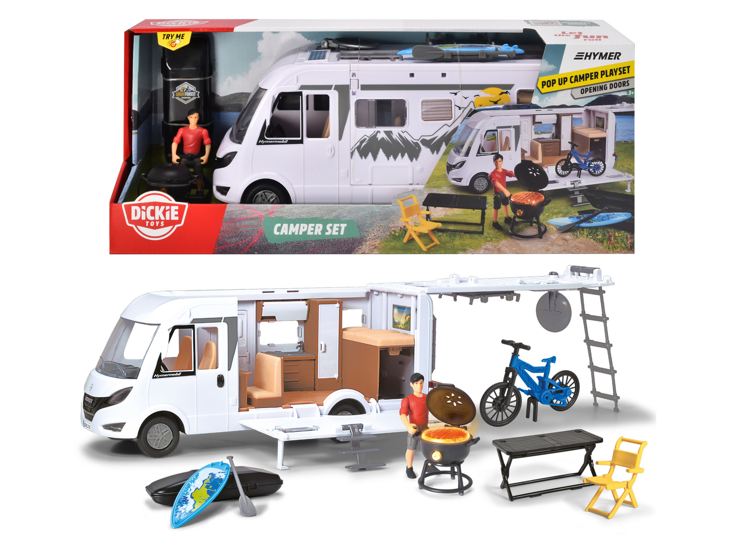 Dickie Toys Hymer Matkailuauto -leikkisetti, 30 cm, 1:24