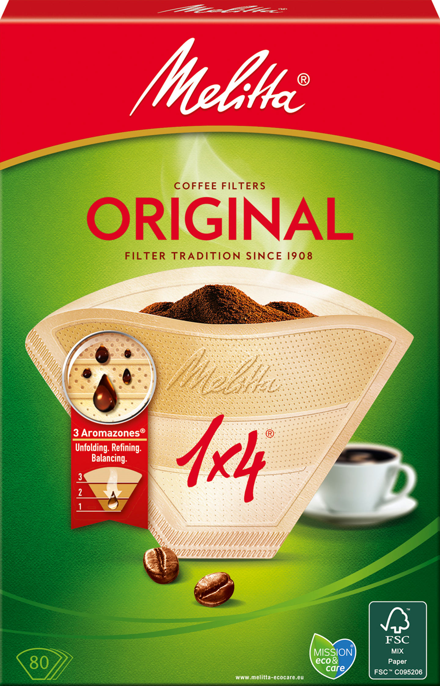 Melitta 1x4/80 ruskea suodatinpaperi