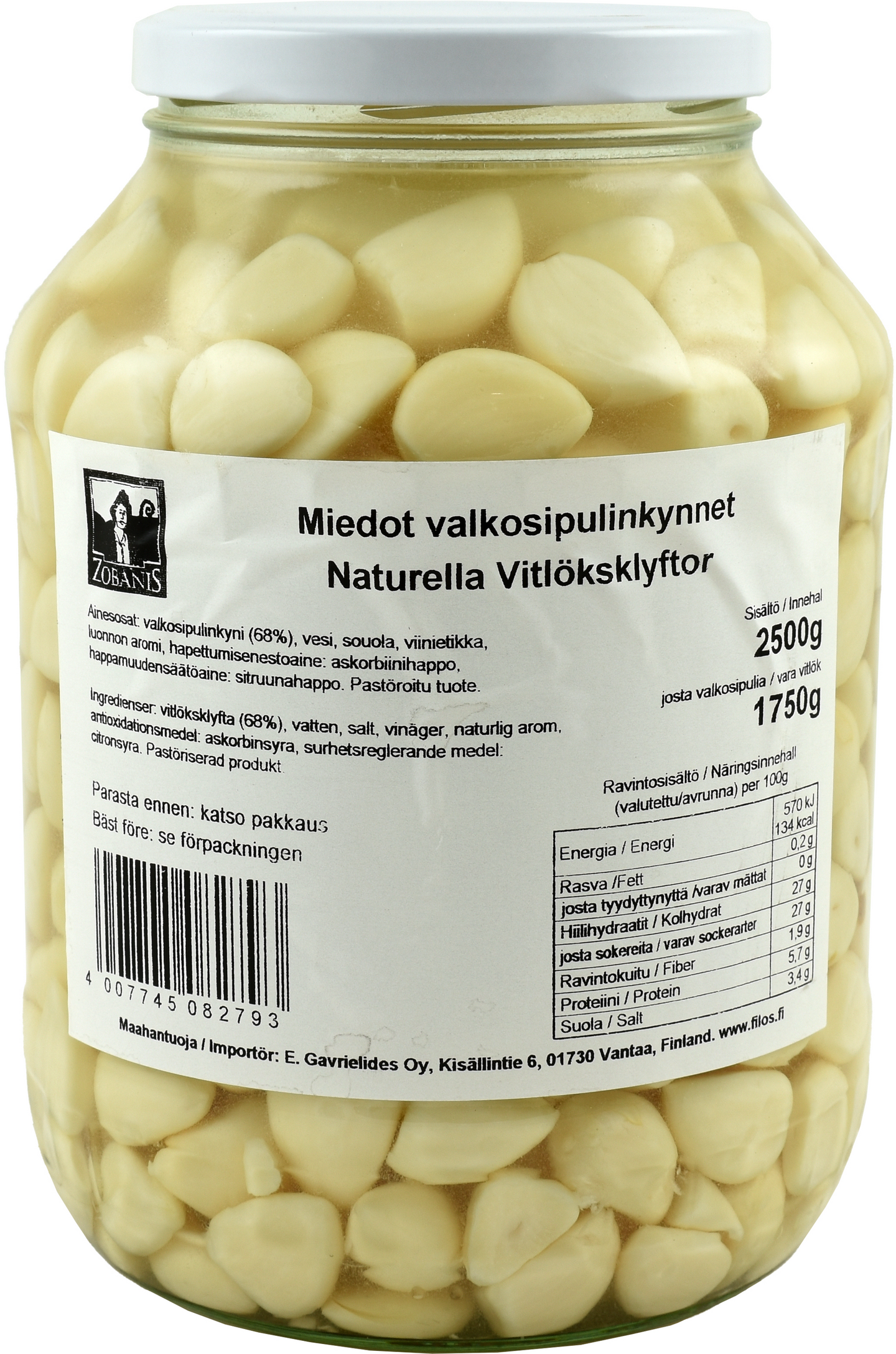 Zobanis miedot valkosipulinkynnet 2,55kg/1,8kg