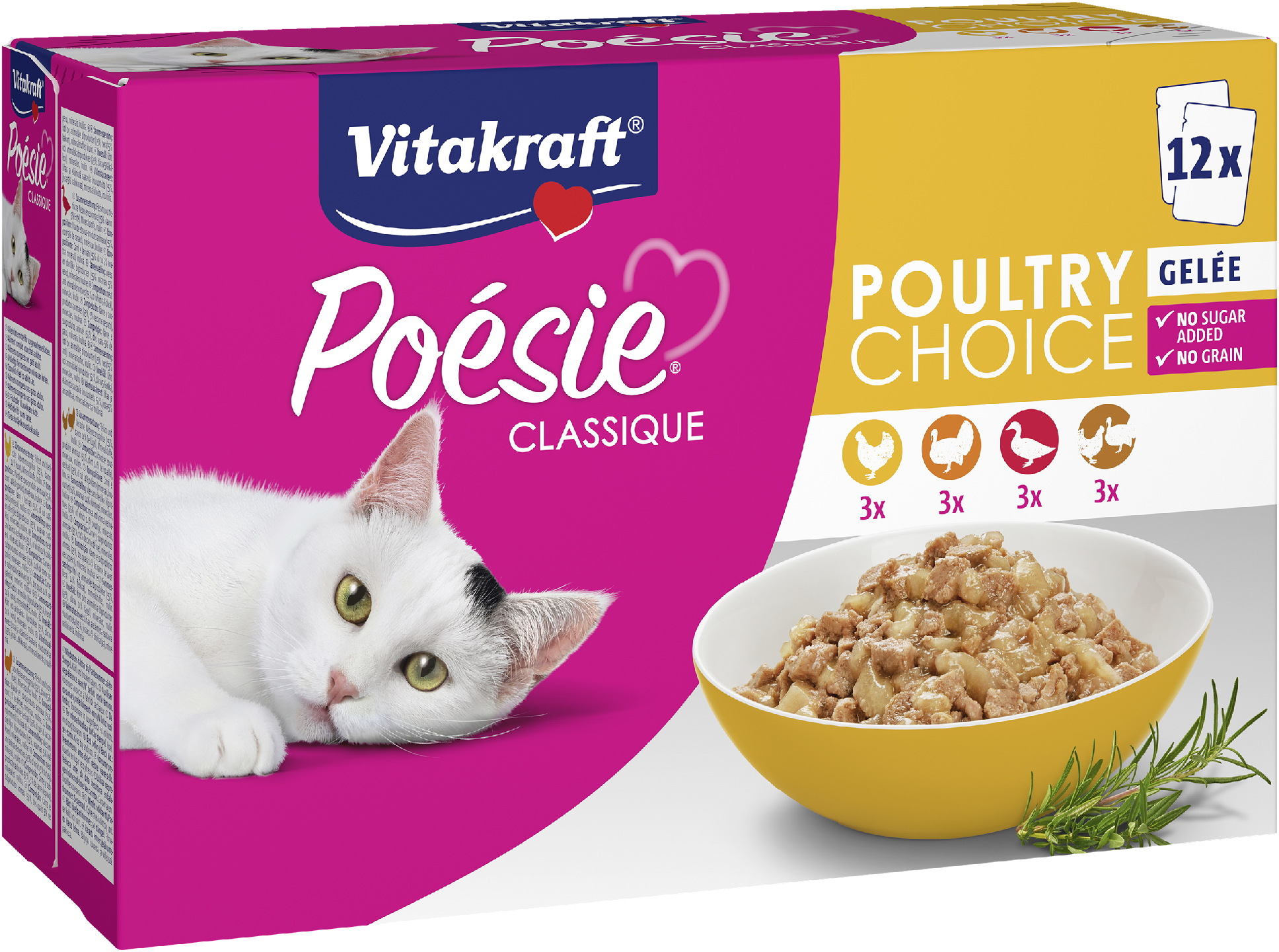 Vitakraft Poésie® Classique Kissan märkäruokalajitelma, siipikarja hyytelössä 12x85g