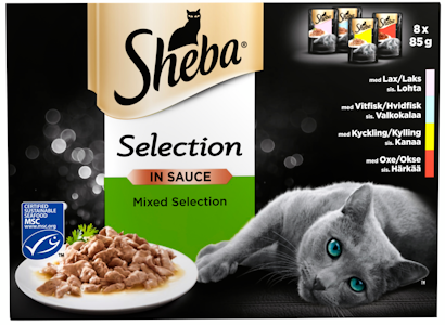 Sheba Selection 8x85g Valikoidut reseptit kastikkeessa MSC sertifioitu