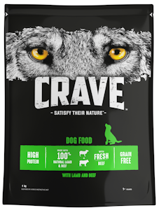 Crave koiran ruoka 1kg lammas härkä