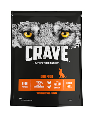 Crave koiran kuivaruoka 1kg kalkkuna & kana