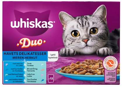 Whiskas 1+ Duo Meren Herkut Hyytelössä 12x85g